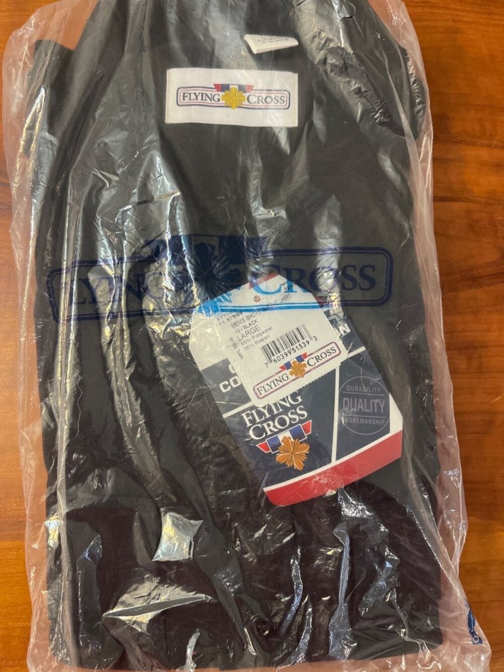 NWT Flying Cross Deluxe Tropical SS Shirt Mens Large Black 97R66 - Picture 2 of 5